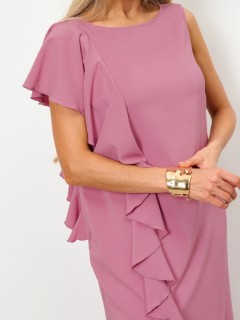 Платье длинное розовое с воланом Jetty(фото3)