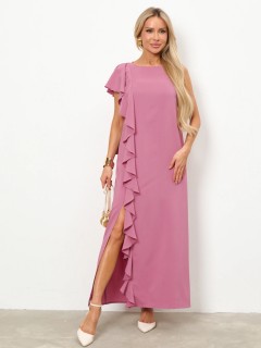 Платье длинное розовое с воланом Jetty(фото5)