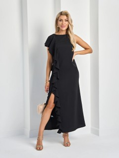 Платье длинное чёрное с воланом Jetty(фото2)