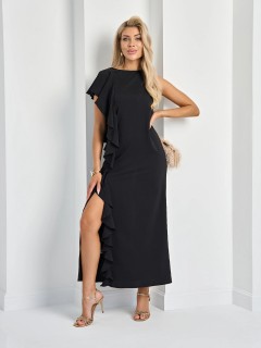 Платье длинное чёрное с воланом Jetty(фото5)