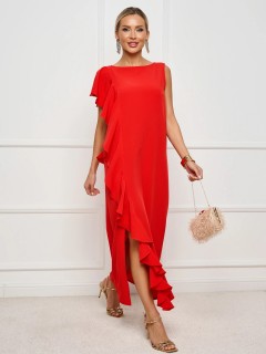 Платье длинное красное с воланом Jetty(фото6)