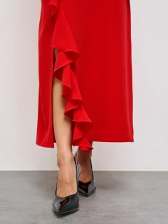 Платье длинное красное с воланом Jetty(фото7)