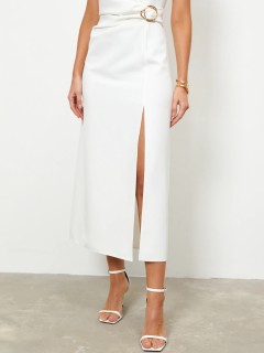 Платье длинное молочного цвета с разрезом Jetty(фото8)