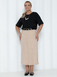 Юбка бежевая в горошек из шифона Agata(фото4)