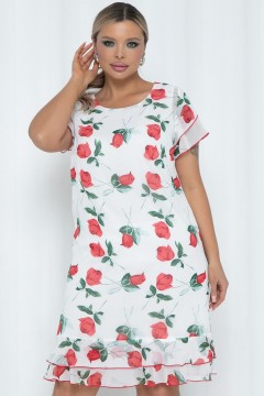 Платье шифоновое белое с цветочным принтом Agata