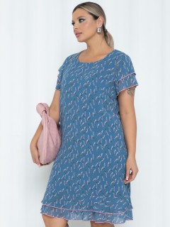 Платье шифоновое серо-голубое с цветочным принтом Agata(фото6)