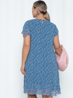 Платье шифоновое серо-голубое с цветочным принтом Agata(фото5)