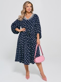 Платье тёмно-синее на кулисе с принтом Dora(фото3)