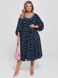 Платье тёмно-синее на кулисе с принтом Dora(фото2)