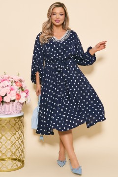 Платье тёмно-синее на кулисе с принтом Dora