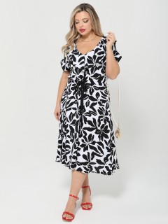 Платье чёрно-белое с кулиской Dora(фото9)