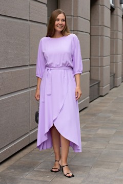 Платье праздничное макси сиреновое с акцентными рукавами LT collection