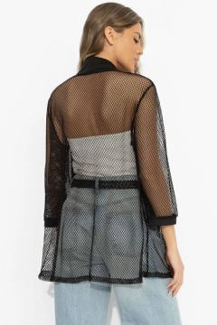 Кардиган чёрный оригинальный из сетки Charutti(фото6)