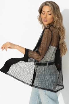 Кардиган чёрный оригинальный из сетки Charutti(фото7)