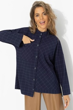 Рубашка синяя в клетку для офиса и жизни Charutti(фото2)