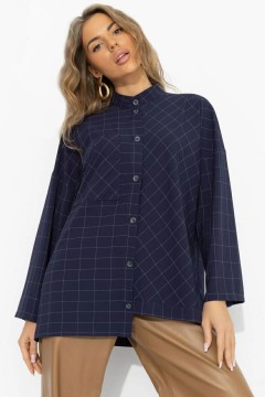 Рубашка синяя в клетку для офиса и жизни Charutti