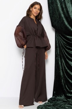 Костюм-двойка коричневый с брюками Charutti(фото7)