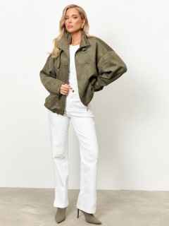 Куртка из искусственной замши в цвете хаки Jetty(фото7)