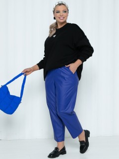 Брюки укороченные синие из мягкой экокожи Agata(фото2)