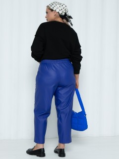 Брюки укороченные синие из мягкой экокожи Agata(фото4)