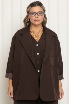 Жакет оверсайз с карманами в шоколадном цвете Agata