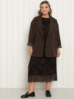 Жакет оверсайз с карманами в шоколадном цвете Agata(фото4)