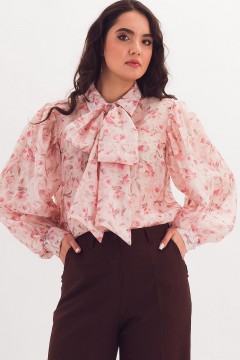 Блузка розовая со съёмным бантом Braslava