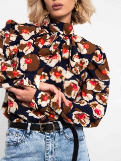 Блуза с бантом и цветочным принтом Kosmos(фото4)