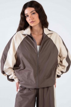 Олимпийка коричневая из премиальной курточной ткани Kosmos