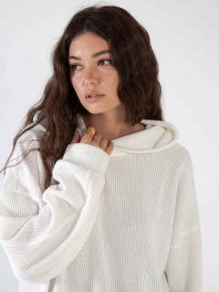 Худи из вязанного трикотажа в молочном цвете Kosmos(фото6)