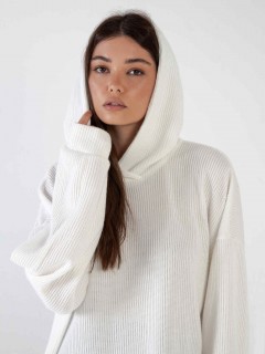 Худи из вязанного трикотажа в молочном цвете Kosmos(фото3)