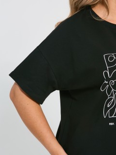 Футболка трикотажная чёрная с принтом Dora(фото6)