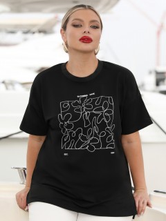 Футболка трикотажная чёрная с принтом Dora(фото4)