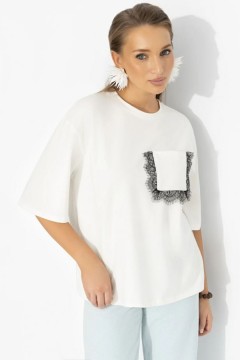 Футболка белая из мягкого хлопка Charutti(фото4)