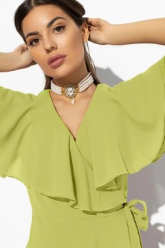 Платье шифоновое на запах в салатовом цвете Charutti(фото3)