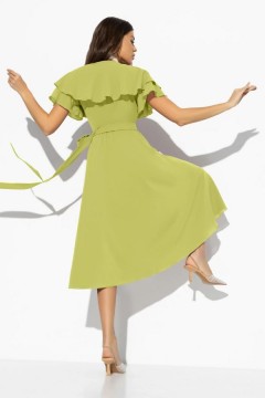 Платье шифоновое на запах в салатовом цвете Charutti(фото5)