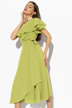 Платье шифоновое на запах в салатовом цвете Charutti(фото2)