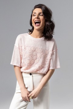 Футболка трикотажная розовая с вышивкой Charutti(фото2)