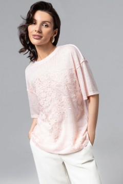 Футболка трикотажная розовая с вышивкой Charutti