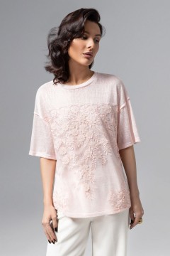 Футболка трикотажная розовая с вышивкой Charutti(фото4)