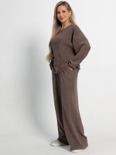 Костюм трикотажный коричневый с брюками в спортивном стиле LT collection(фото6)