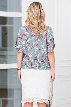 Блузка женская серо-зелёная с принтом Lavira(фото5)