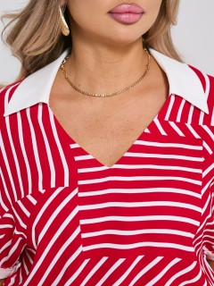 Платье красное в полоску с разрезами по низу Dora(фото4)