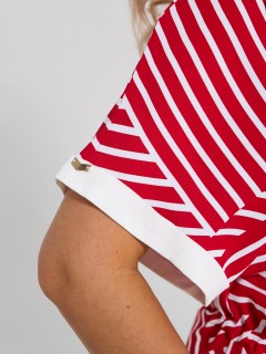 Платье красное в полоску с разрезами по низу Dora(фото6)