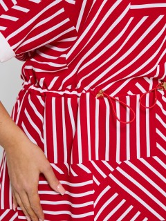 Платье красное в полоску с разрезами по низу Dora(фото8)