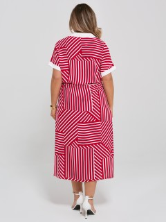 Платье красное в полоску с разрезами по низу Dora(фото9)