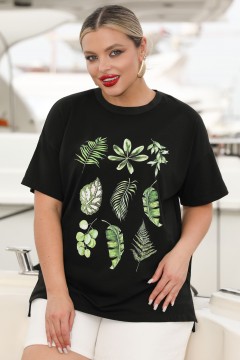 Футболка трикотажная чёрная с принтом Dora