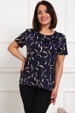 Футболка трикотажная тёмно-синяя с принтом