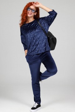 Костюм велюровый с брюками в синем цвете Iv-capriz