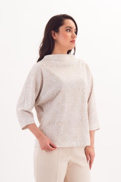 Джемпер трикотажный бежевый с принтом Braslava(фото4)